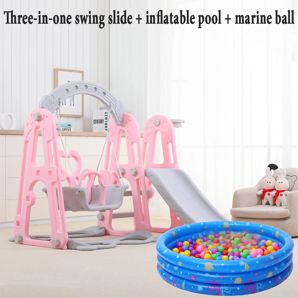 

Children's slide and swing, children's indoor playground for kindergarten, plastic multi-functional slide for children, three in