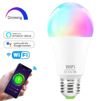 

15W WiFi Smart Light Bulb E27 B22 RGB Magic Lamp Dimmable LED WiFi Bulbs APP Operate Compatible with Amazon Alexa Google Home