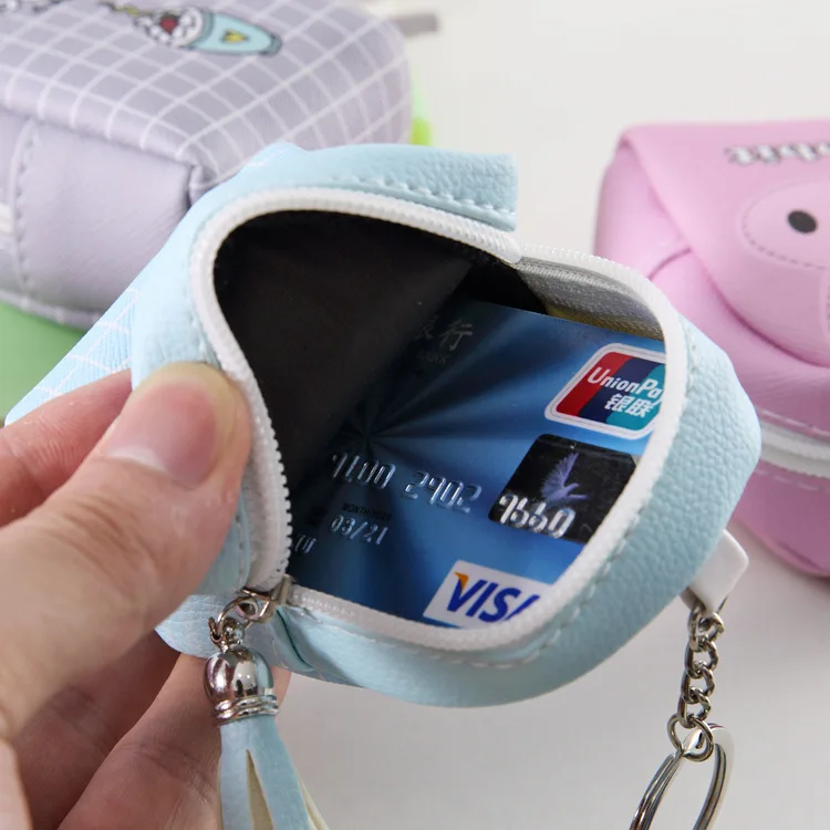 Мультфильм разноцветный дизайн мини кошелек портмоне женский кожаный на молнии карты пакет Оригинальное кольцо для ключей студентов наушники сумки для ключей