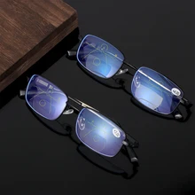 Синий светильник, блокирующие очки, компьютерные очки, прогрессивные многофокальные очки для чтения, очки для дальнозоркости+ 1,0~ 4,0