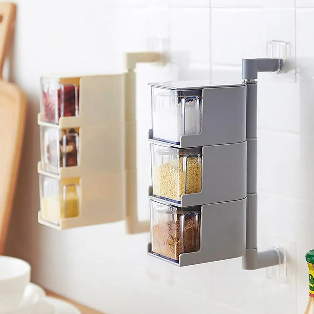 Wall Mount Ingredient Spice Bottle Rack Plastic Clip Organizer