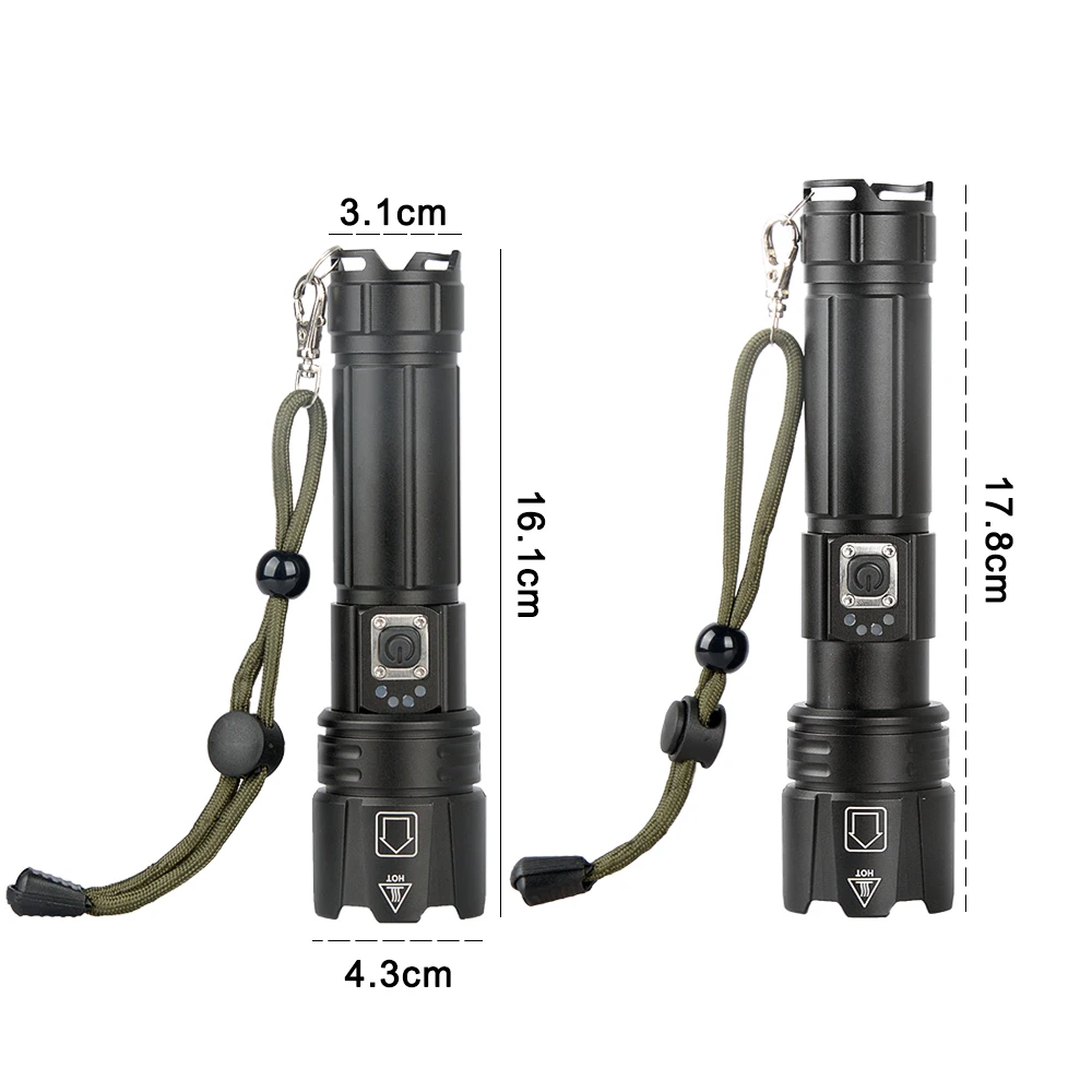 12000LM Ultra Powerful XHP70.2 LED Flashlight USB Rechargeable Tactical Light 5 light mode26650 Waterproof camping torch