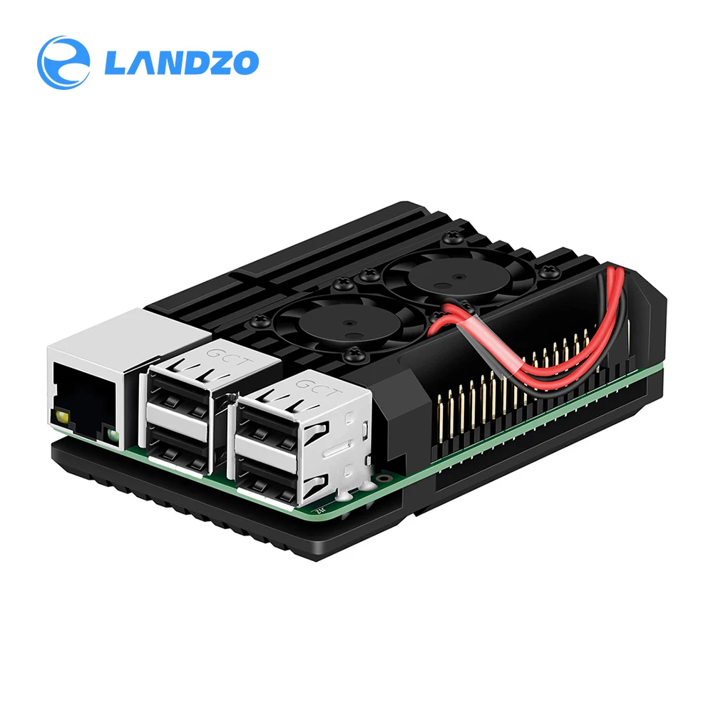Чехол для Raspberry Pi 4 B с двойным вентилятором защитный чехол из алюминиевого сплава
