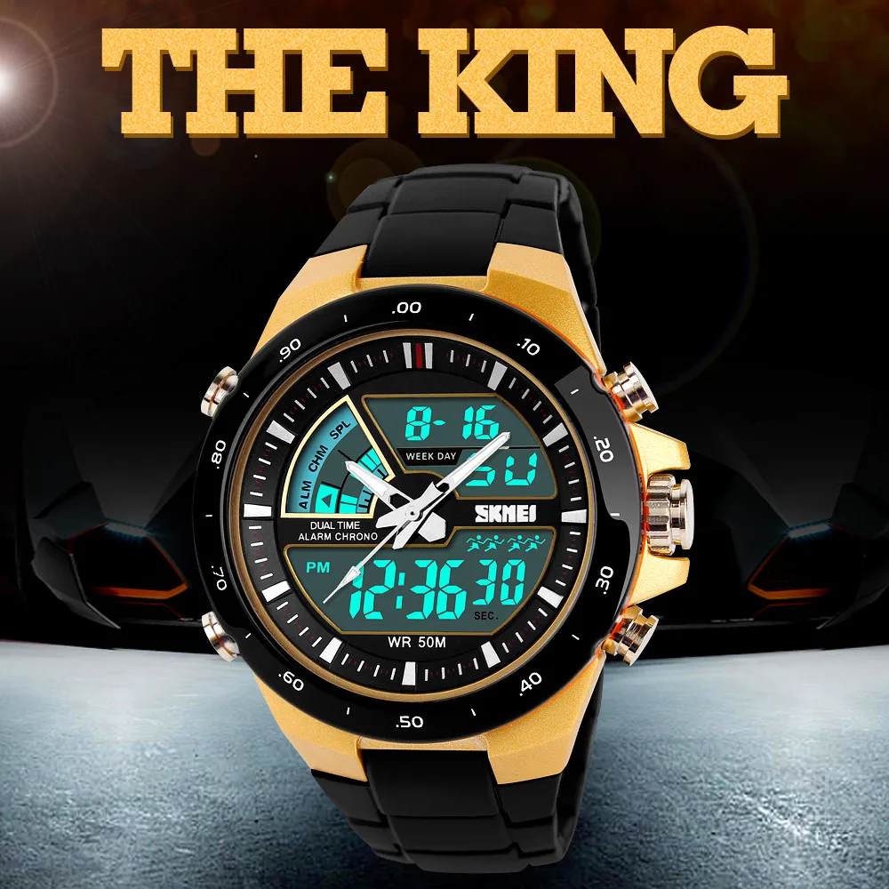 SKMEI 1016 Men Digital Watch Fashion Outdoor Sports Wrist Watches Waterproof Swim Dive Military Men's Watch Male Alarm Clock