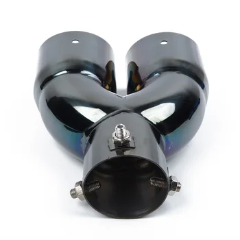 

Hot Universal Car Decoration Chrome Tail Pipe Stainless Steel Curved Dual-outlet Exhaust Trim Muffler Pipe Tail for BMW for Benz