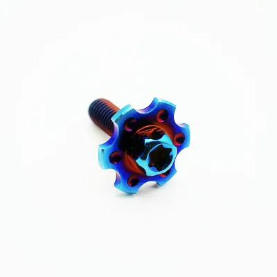 Титановые болты для номерного знака мотоцикла M6 x20mm Ti болты синего цвета с фланцевой головкой автомобильный двигатель модификация Ti крепеж - Цвет: A-Burning Blue