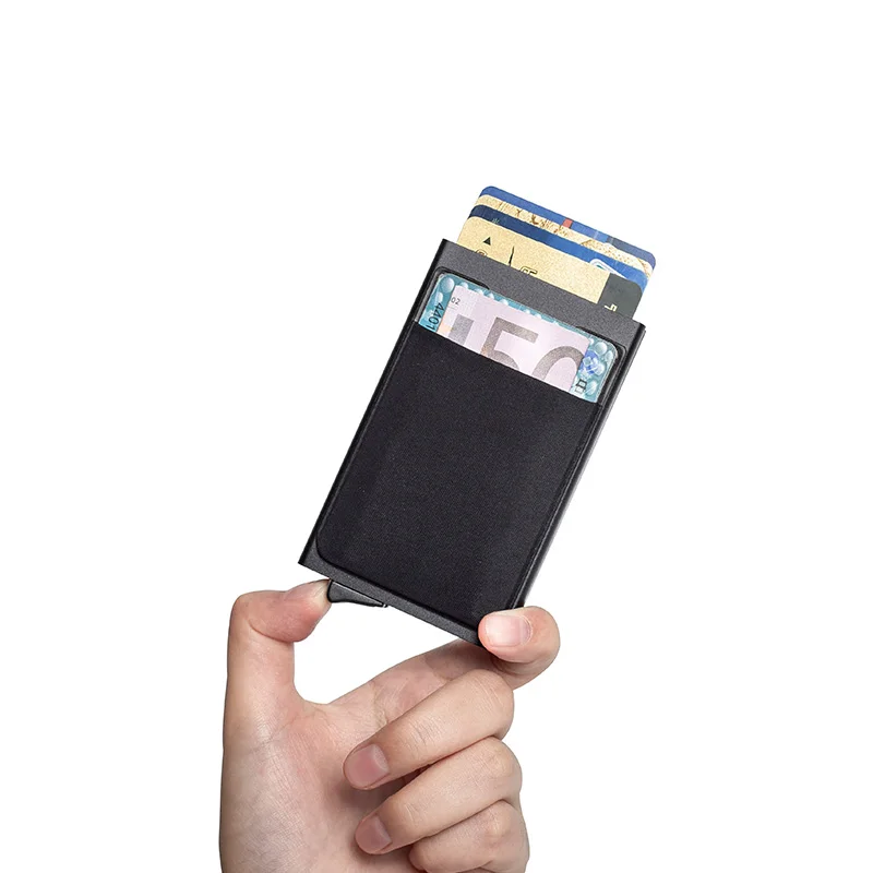 Алюминиевый кошелек с эластичным задним карманом ID кредитный держатель для карт RFID мини тонкий кошелек автоматический всплывающий чехол для кредитных карт