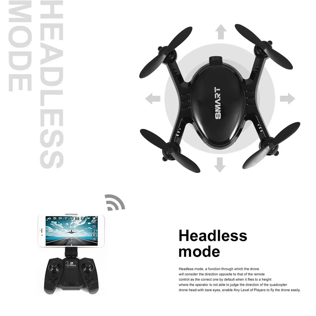 2.4GHz Real-time 720P Video FPV RC Quadcopter with 0.3MP Built-in Camera Headless Mode Mini Drone with Altitude Hold