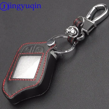 

Leather Car Key Cover For Scher-Khan Magicar 13 14 M13 M14 M110AS 2 Way Car Alarm LCD Remote Controller Keys Bag Keychain Case