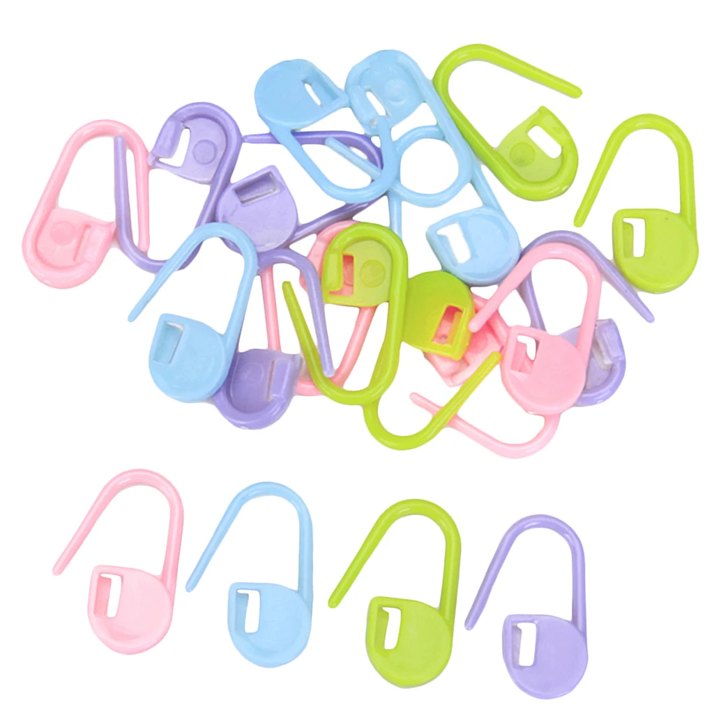 20 Plastic Locking Safety Pin Stitch Marker Holders Knitting Crochet Needles