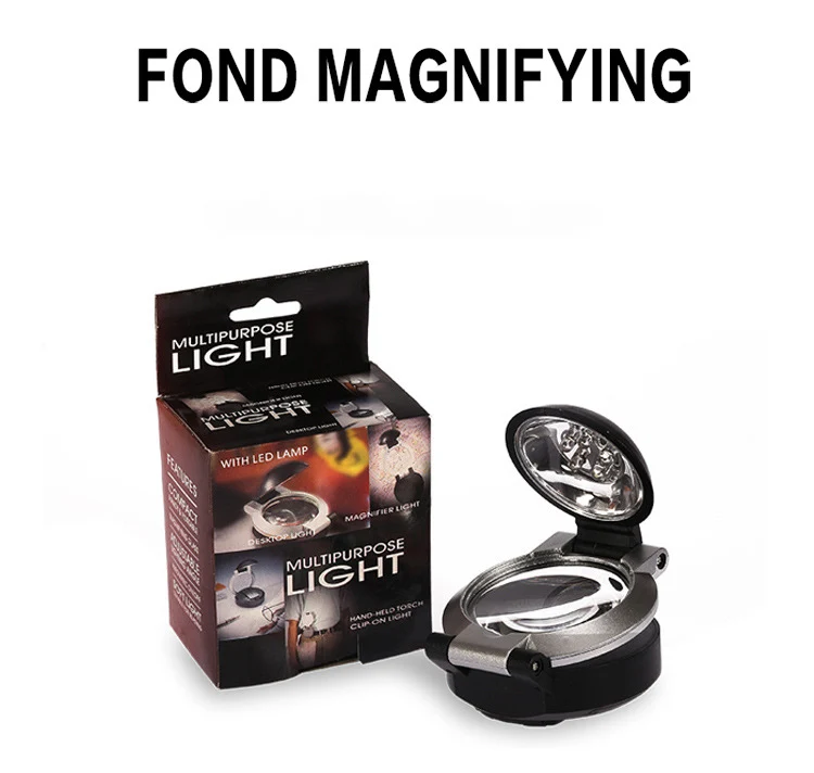 Lighted High Magnification Upper And Lower Cover With 5 Lights Antiques Appreciation Magnifying Glass Desktop | Инструменты