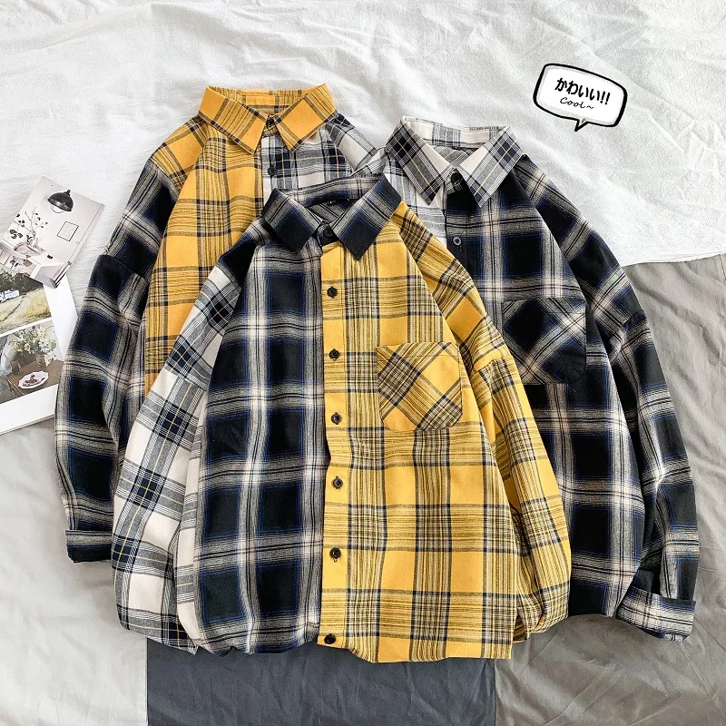 Фланель Для мужчин Рубашки в клетку Slim Fit Повседневное Длинные рукава шлифования