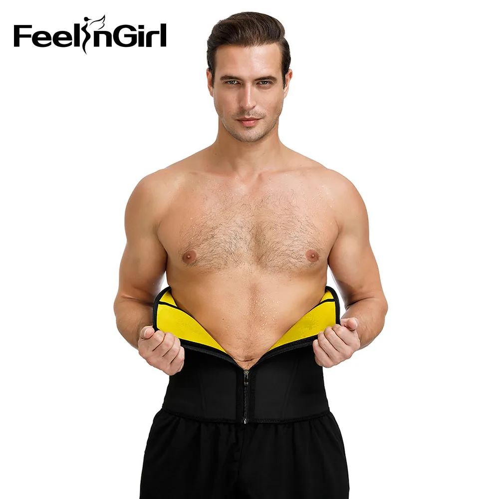FeelinGirl, мужской пояс для триммера талии, 9 стальных костей, пояс для тренировок, тонкие ремни на молнии для похудения, пояс для коррекции талии, Корректирующее белье для фитнеса