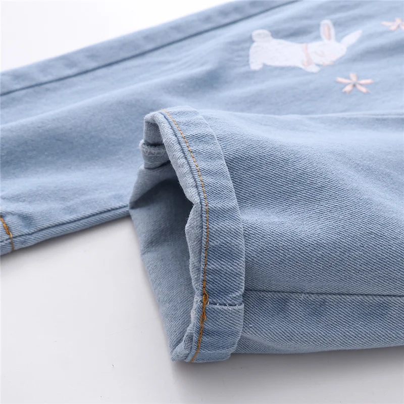 OMIKRON Women Boyfriend High Waist Jeans Woman Plus Size Skinny Jeans Cute Cat Embroidery Denim Pencil Pants Push Up Jeans Femme