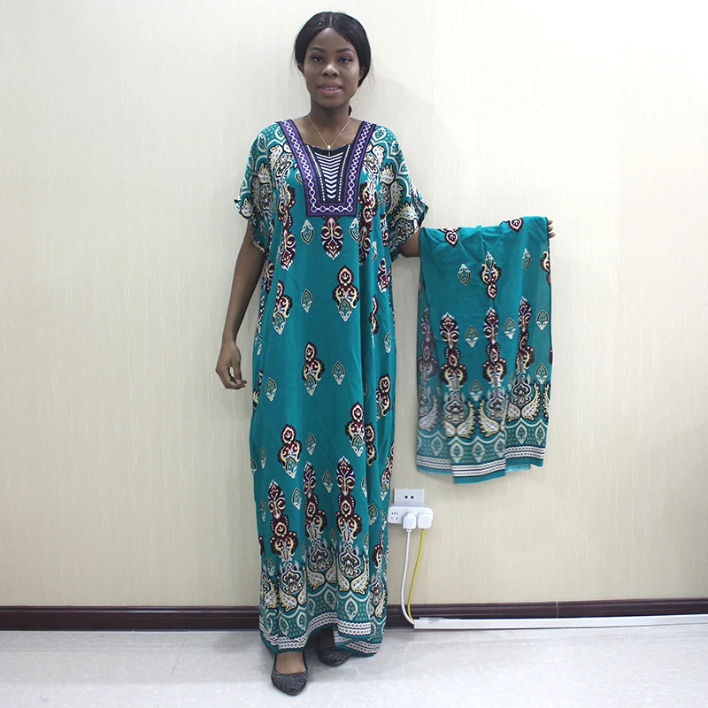 Dashikiage африканские Дашики модные поступления элегантные аппликации зеленый Чистый хлопок африканские длинные платья - Цвет: Зеленый