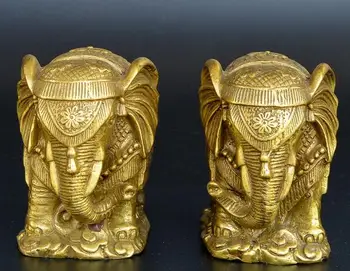 

Chinese old collection handwork brass flower Elephant statue