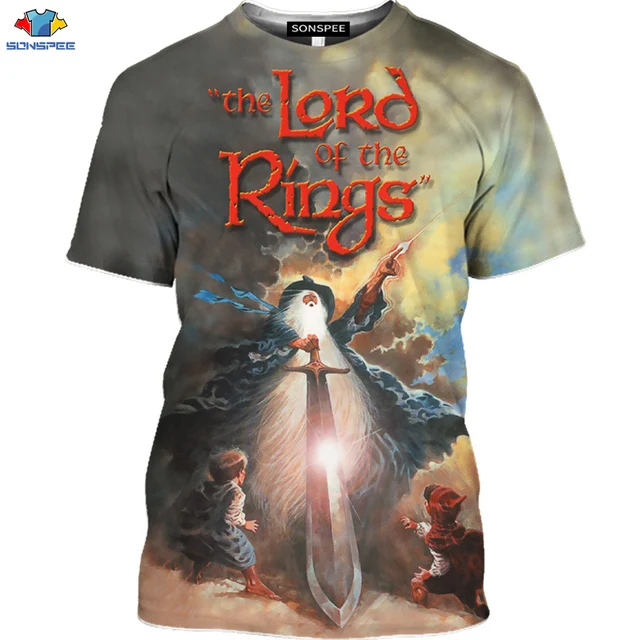 SONSPEE Monster Men's T-Shirt Summer Fashion T-Shirt  Funny 3D Print Lord Of The Rings Gandalf  VS Balrog Tshirt Casual Tees