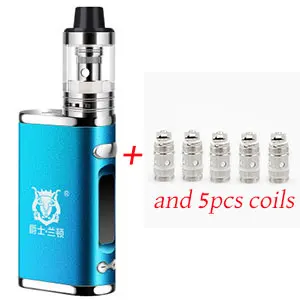 blue and 5 coils Электронная сигарета, регулируемый vape 80 Вт, комплект модов, Встроенный 2000 мАч, батарейный блок, 3 мл, бак, электронная сигарета, большой дымовой Атомайзер - Цвет: blue and 5 coils