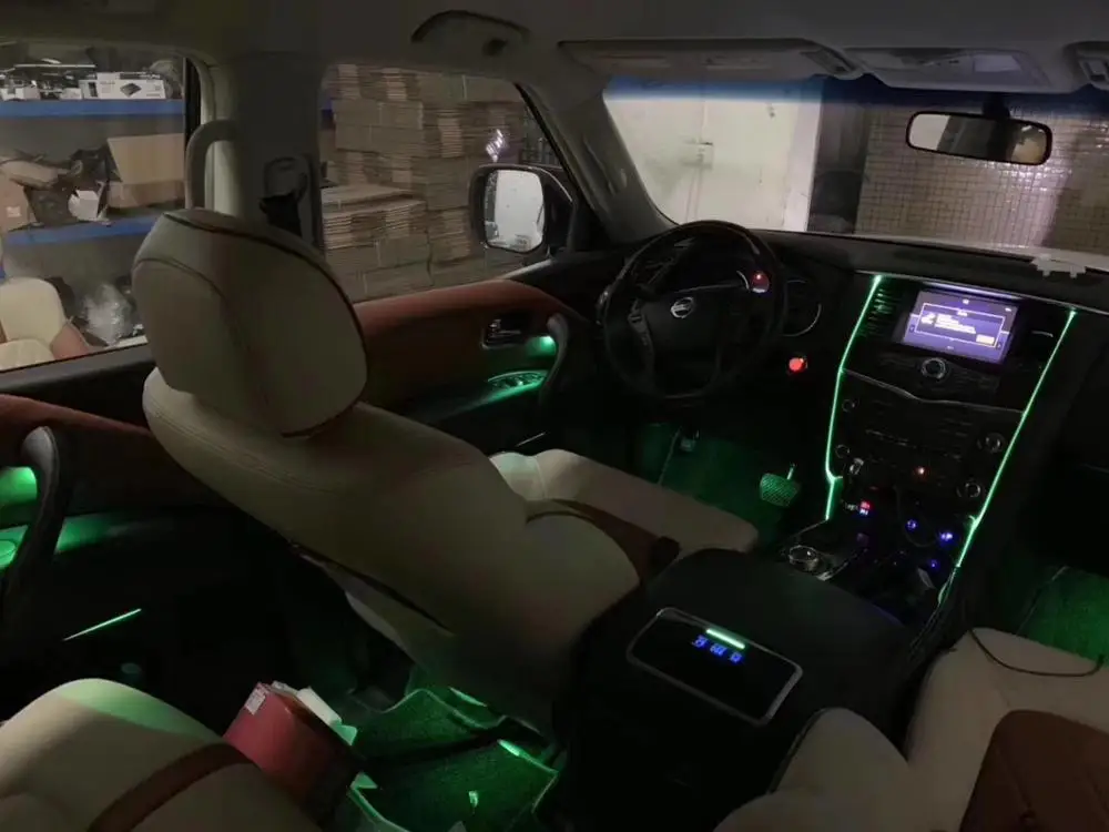 Для NISSAN patrol Y61 Y62 интерьер автомобиля окружающий светильник внутри декоративный светильник сенсорный Стиль автомобиля внутри холодный светильник