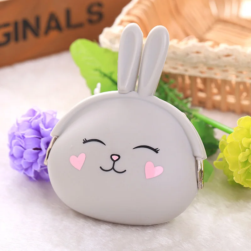 Kawaii модный кошелек для монет милый мультипликационный кролик в стиле кавай мешочек для женщин девочек маленький кошелек мягкий силиконовый кошелек для монет подарок для детей K1339 E