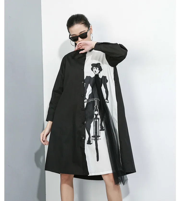 Max LuLu модные корейские женские готические Топы хлопковые блузки женские осенние длинные рубашки с принтом Повседневная одежда Лоскутная кружевная одежда