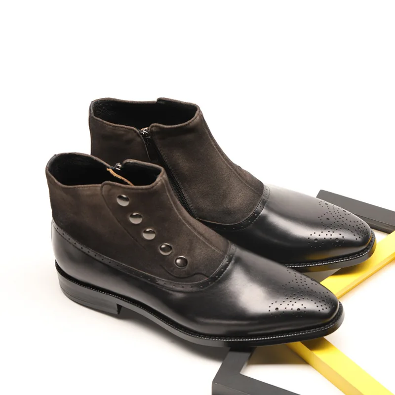

2019 Autumn And Winter New Style Martin Boots Men's High Shoes England Pointed-Toe Varved Short Boots Men's Velvet Rivet Trend M