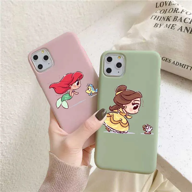 

Mini Princesses Cute Mermaid Belle Snowwhite Candy pink TPU soft phone case cover for iPhone 11 Pro Max X 7 6S 8 Plus XS MAX XR