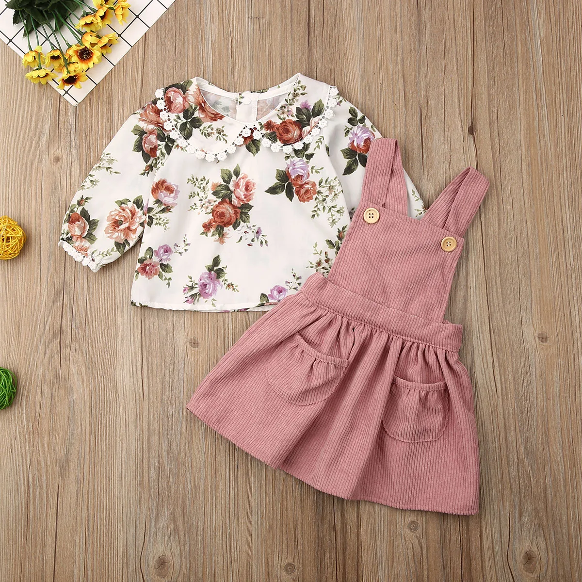Комплекты одежды для маленьких девочек; платье-пачка; сарафан+ топы с цветочным принтом и кукольным воротником; летняя одежда из 2 предметов