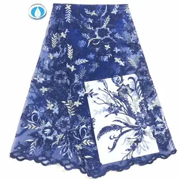 

Christmas BLUIE Color Sequined Embroidered Net Lace Fabrics Classical Design For Indian Women Evening Party Dresses Sequins Lace