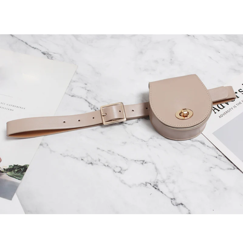 Apricot Waist Bag Модная Кожаная поясная сумка для женщин, винтажная поясная мини-сумка с откидной крышкой, маленький нагрудный ремень, сумки для женщин, сумка для живота, сумочка, роскошная седельная сумка - Цвет: Apricot Waist Bag