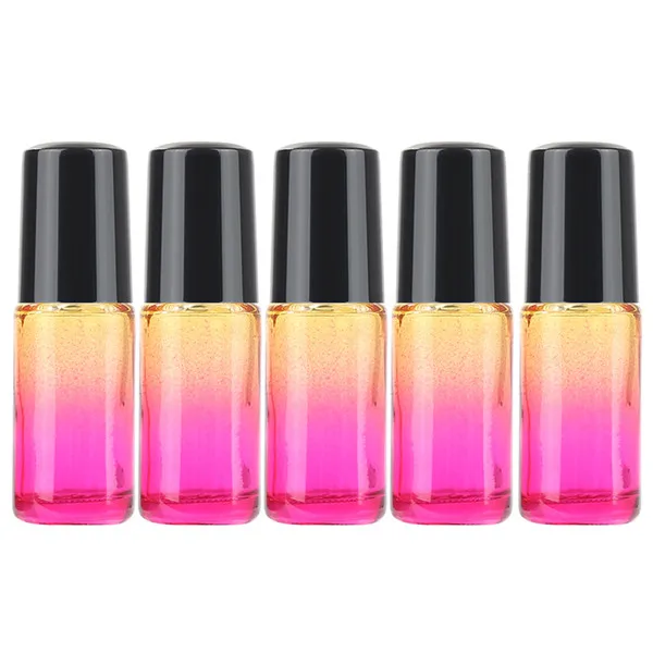 10 5ML 5PCS 5 шт./компл. 10 мл градиентные цветные толстые стеклянные с роликовым аппликатором эфирные масла пустые флаконы для духов 10cc роликовый шар прочный для путешествий - Цвет: 10 5ML 5PCS