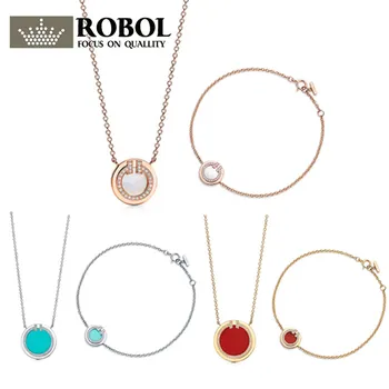 

High Quality Original 925 Sterling Silver Bracelet Necklace Set with Original Logo Classic Jewelry Gift for Girls Free Shipping