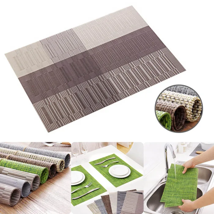 6PCS Placemats Heat-Resistant Stain Resistant Anti-Skid Washable Table Mats Square PVC Placemats Hogard