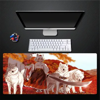 

Pink Girl White Wolf Does Not Fade Mouse Pad Large Size 400X900 Desktop Rectangular Pad High Quality Rubber Mat