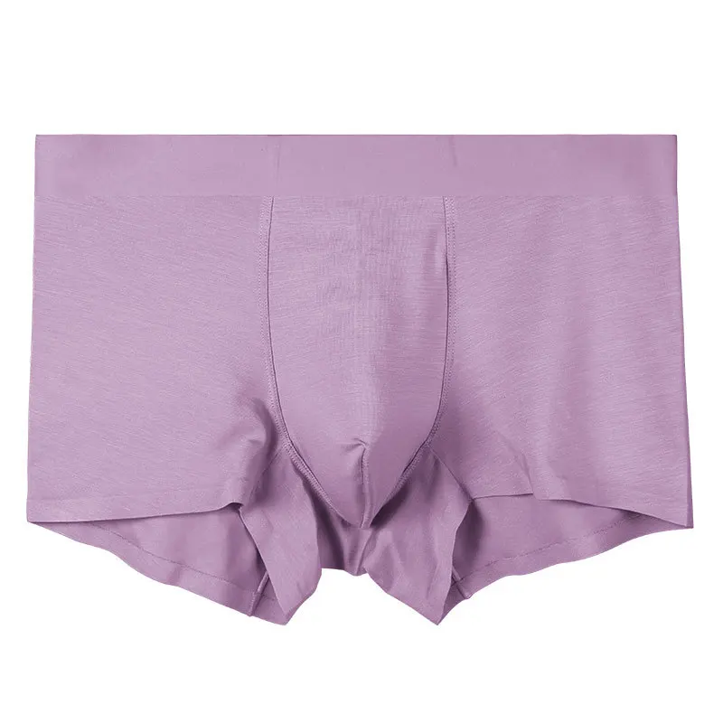 Purple IYUNYI,, одноцветные Классические мужские трусы высокого качества из модала, мягкие мужские трусы, u-образные выпуклые трусы-боксеры - Цвет: Purple