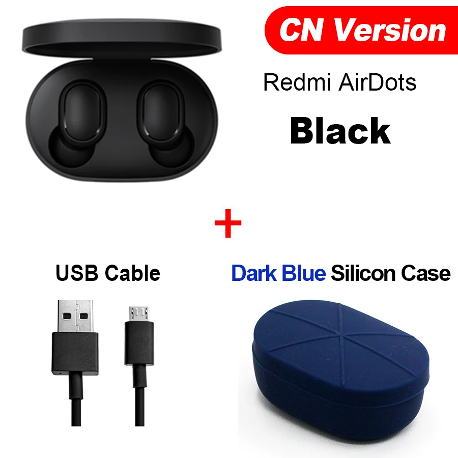 CN Cable Dark B Case Xiaomi Redmi Airdots TWS Xiaomi True беспроводные наушники Голосовое управление Громкая связь Bluetooth 5,0 шумоподавление управление - Цвет: CN Cable Dark B Case