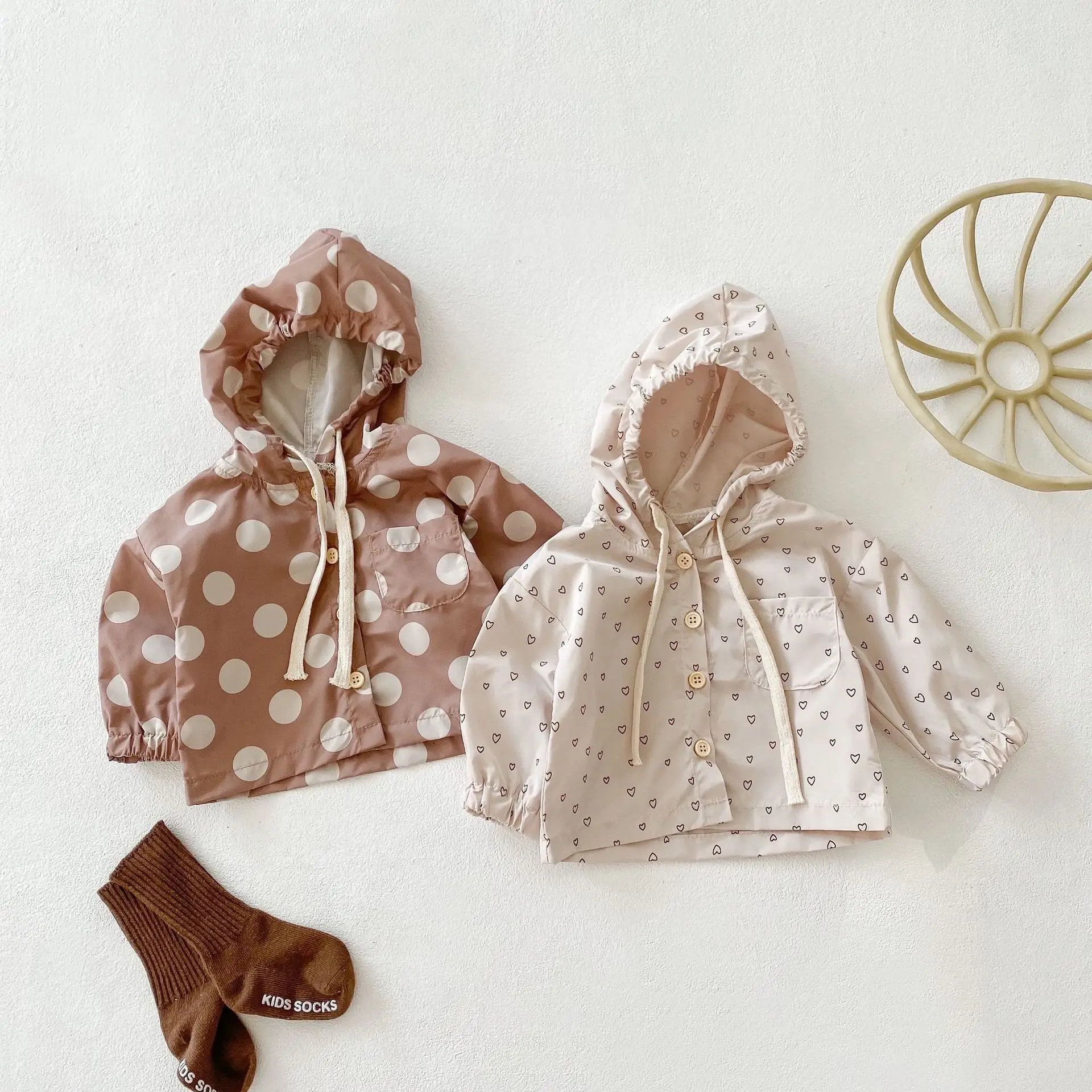 0-3T Newborn Kid Baby Boys Girls Clothes Heart Print Hooded Baby Coats and Jackets Cute Sweet Infant Outwear Spring Streetwear