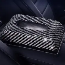 Полностью Алмазный кристалл кожа Блестящий Стразы автомобиль солнцезащитный козырек полиуретановая кожа коробка авто клип держатель бумажные салфетки, аксессуары