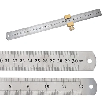 

Steel Brass Metric Ruler Limit Adjuster Woodworking Line Locator Positioner Tool