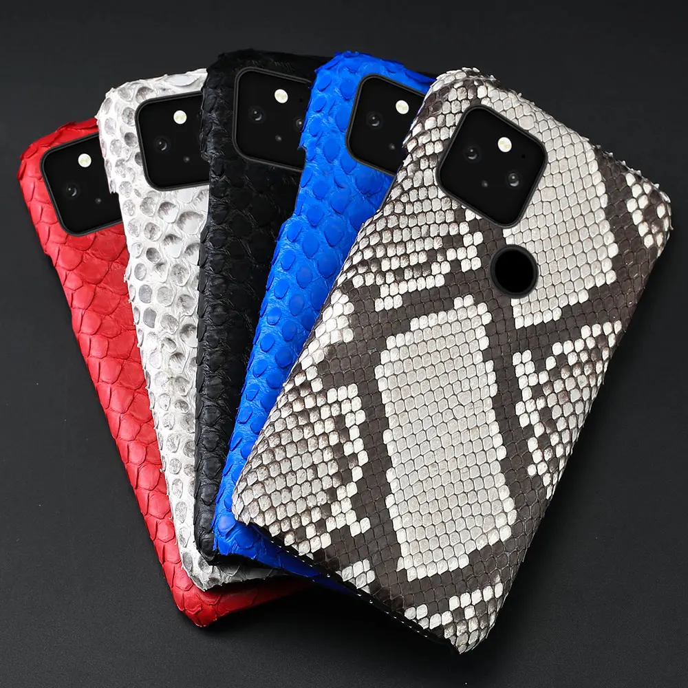 Phone Case For Google Pixel 6 Pro 6 5 5A Pixel 4 Pixel 4A Genuine Python Leather Snakeskins Shockproof Protective Cover Shell
