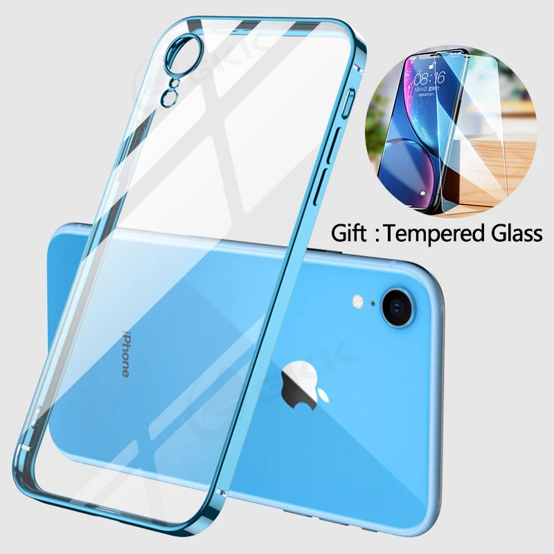 Новый роскошный прозрачный мягкий квадратный чехол с покрытием для IPhone XR 12 из