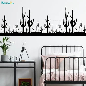 

Long Bedside Cactus Wall Stickers Home Decor Spines Flower Plant Gift Removable Window Decals Handmade YT4523