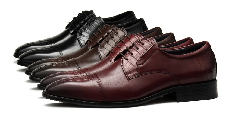 

Large Size EUR45 Black / Deep Brown / Wine Red Pointed Toe Business Shoes Genuine Leather Oxfords Mens Dress Shoes