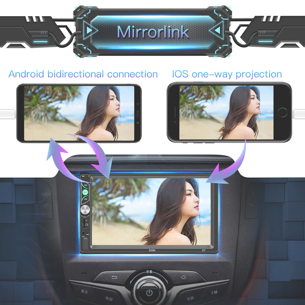 2 Din автомагнитола Электроника Android мультимедийный плеер автомобильный стерео 7 MP5 плеер зеркальное соединение рулевое колесо управление сенсорный экран