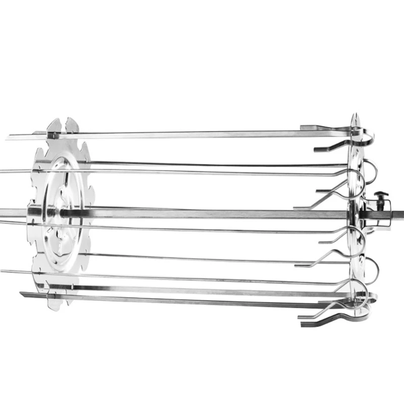 BBQ Grill Cage, Steel Metal Rotisserie Skewers Needle Cage Oven Kebab Maker Gril