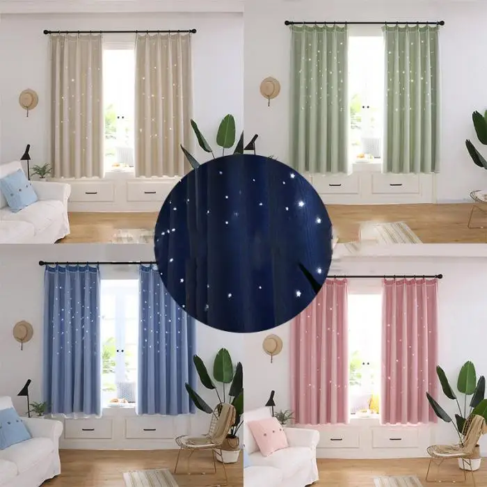 Современные короткие шторы со звездами для детей, гостиной, спальни, затемненная ткань, летние романтические шторы, украшение дома DA