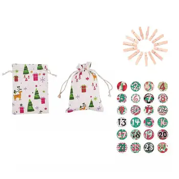 

Christmas Advent Calendar 24 Days DIY Countdown Calendar Garland Candy Gift Bags For KidsToys Home Christmas Decorations