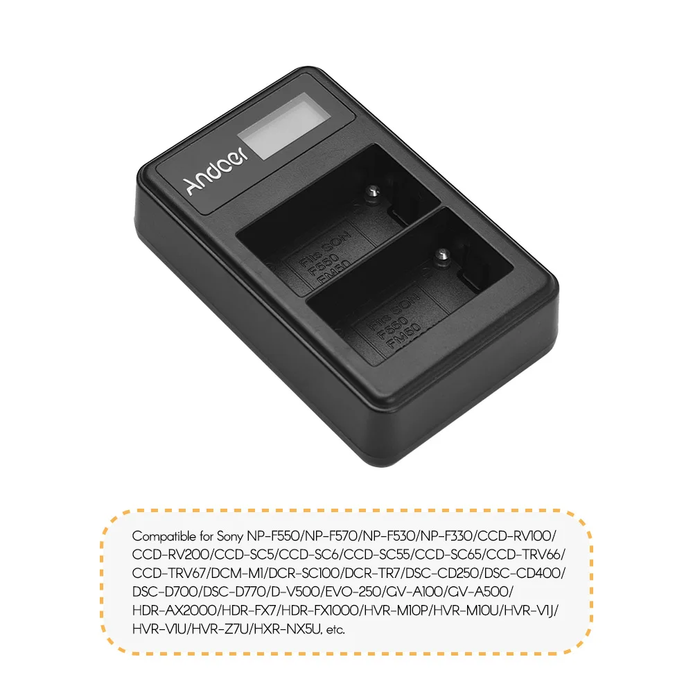 Andoer LCD2-NPF550 USB Dual Батарея Зарядное устройство для sony NP-F550 NP-F570 NP-F530 NP-F330
