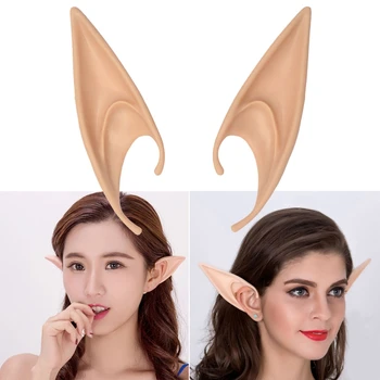 

1 Pair PVC Fairy Pixie Fake Elf Ears Halloween Mask New Party Mask Scary Halloween Decoration Soft Pointed Prosthetic Ears Long