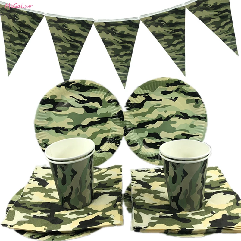 1set Cake Topper Vaisselle Jetable Verte De Camouflage Militaire Assiettes Gobelets Serviettes Et Assiettes A Theme Militaire F Cdiscount Maison